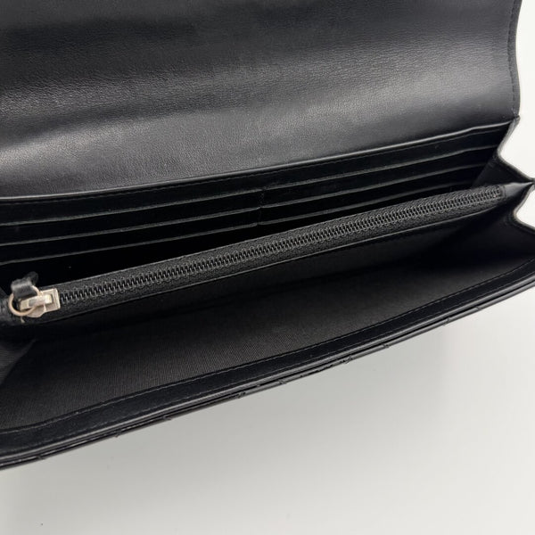2010 Chanel CC Matelasse Patent Black Leather Long Wallet