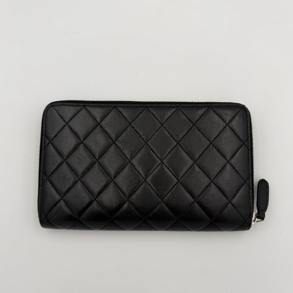2011 Chanel CC Matelasse Lambskin Black Leather Long Zip Wallet