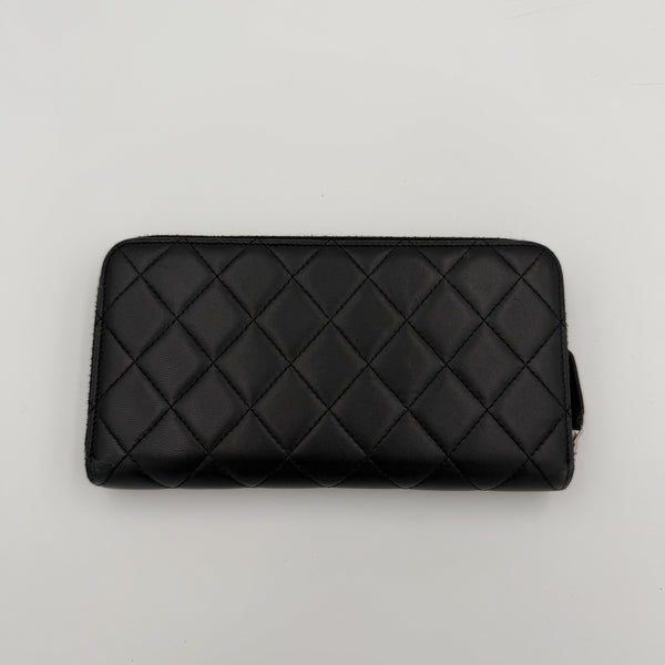 2011 Chanel CC Matelasse Lambskin Black Leather Long Zip Wallet