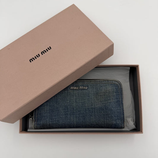Miu Miu Blue Denim Long Zip Wallet