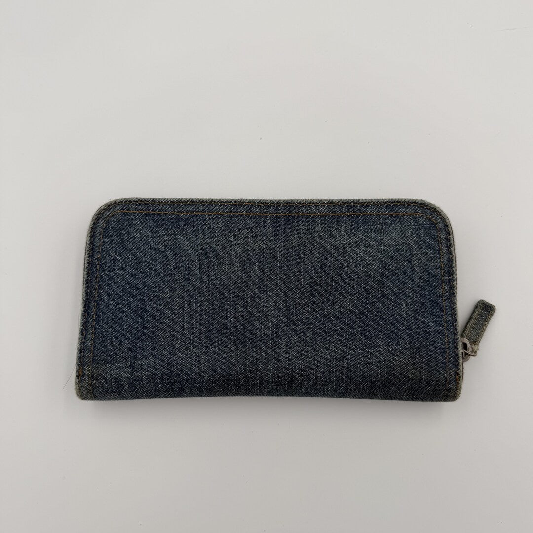 Miu Miu Blue Denim Long Zip Wallet