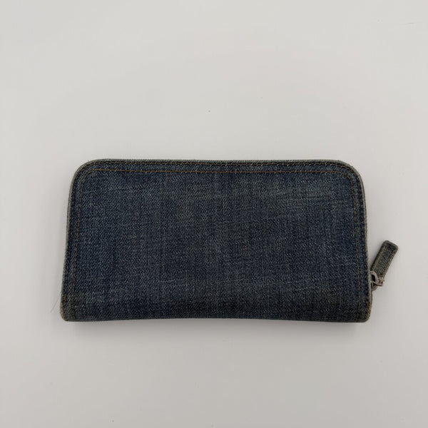 Miu Miu Blue Denim Long Zip Wallet
