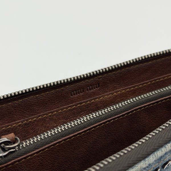 Miu Miu Blue Denim Long Zip Wallet