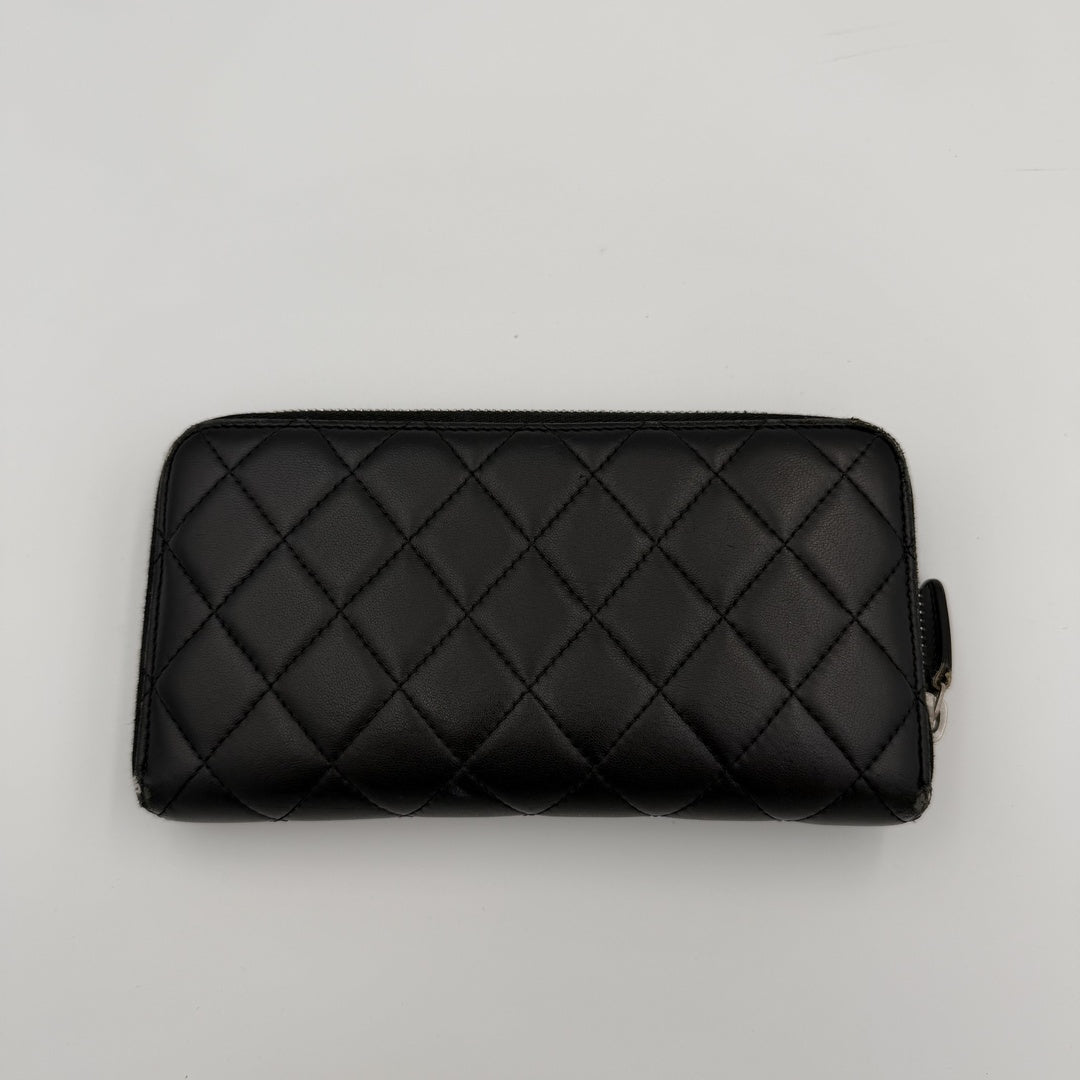 2011 Chanel CC Matelasse Lambskin Black Leather Long Zip Wallet
