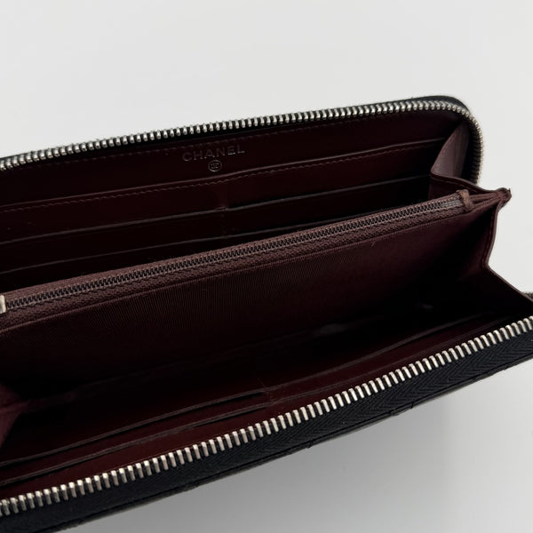 2011 Chanel CC Matelasse Lambskin Black Leather Long Zip Wallet