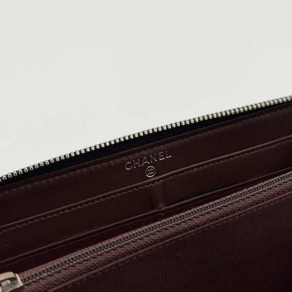 2011 Chanel CC Matelasse Lambskin Black Leather Long Zip Wallet
