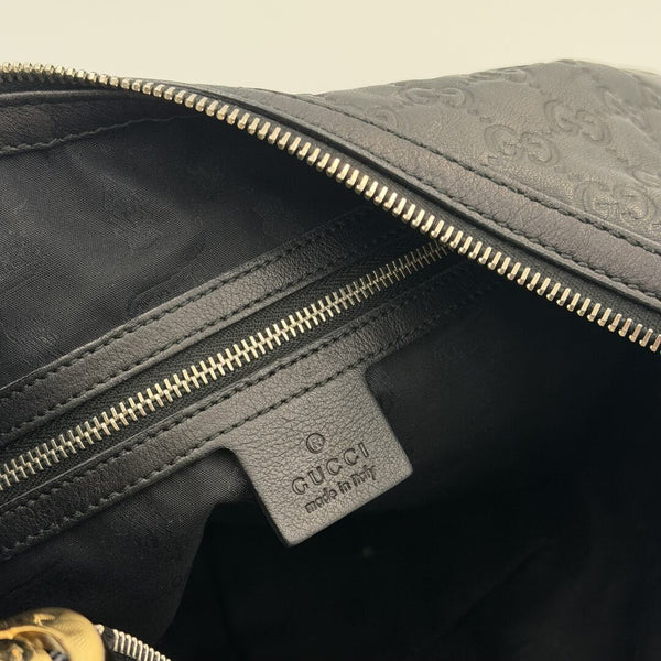 Gucci Guccissima Twins Hobo Black Leather Shoulder Bag