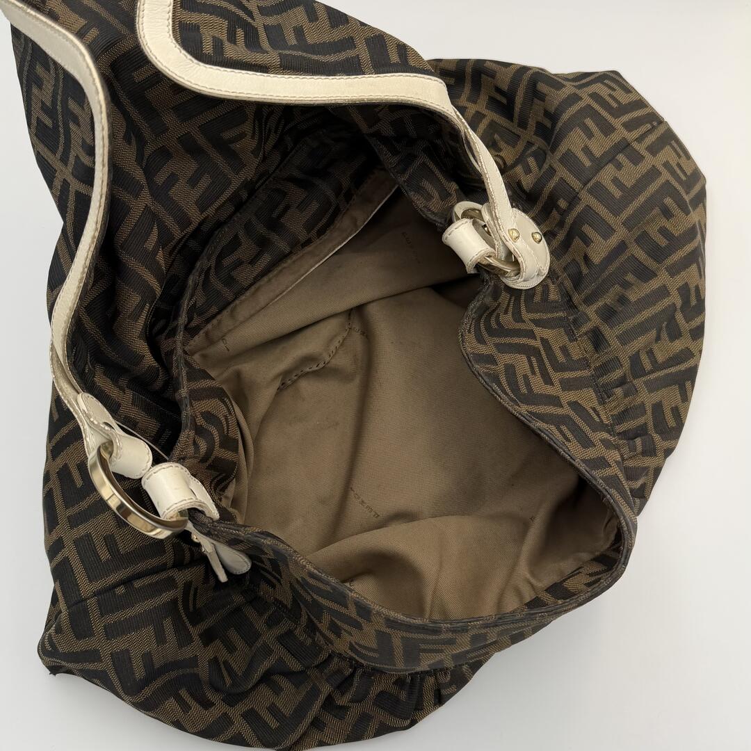 Fendi Zucca Chef White Large Shoulder Bag