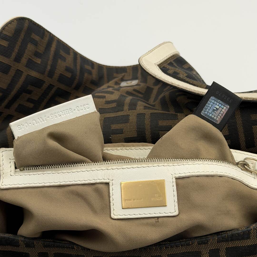 Fendi Zucca Chef White Large Shoulder Bag