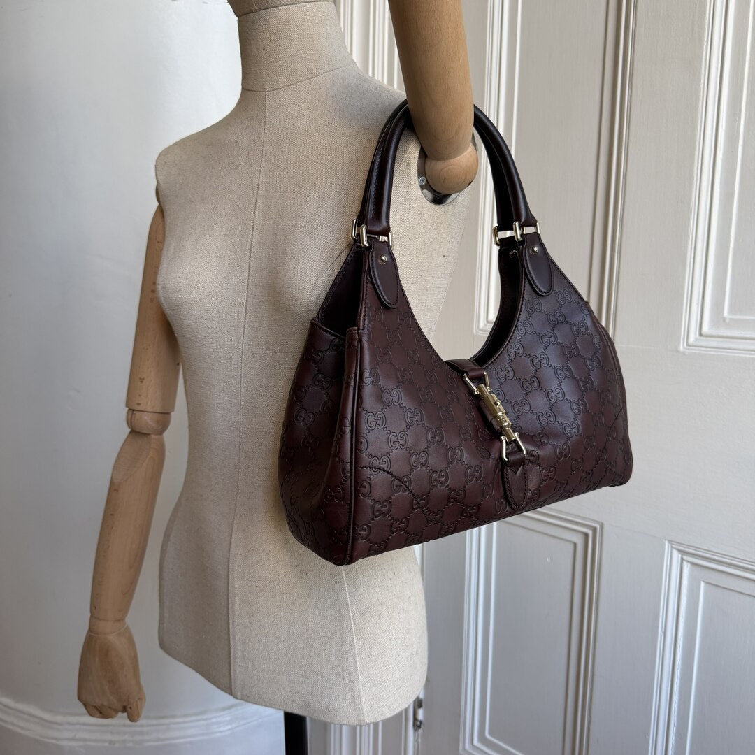 Gucci Guccissima Jackie Leather Brown Shoulder Bag