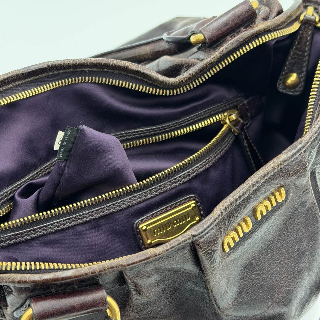 Miu Miu Hobo Leather Plum Shoulder Bag