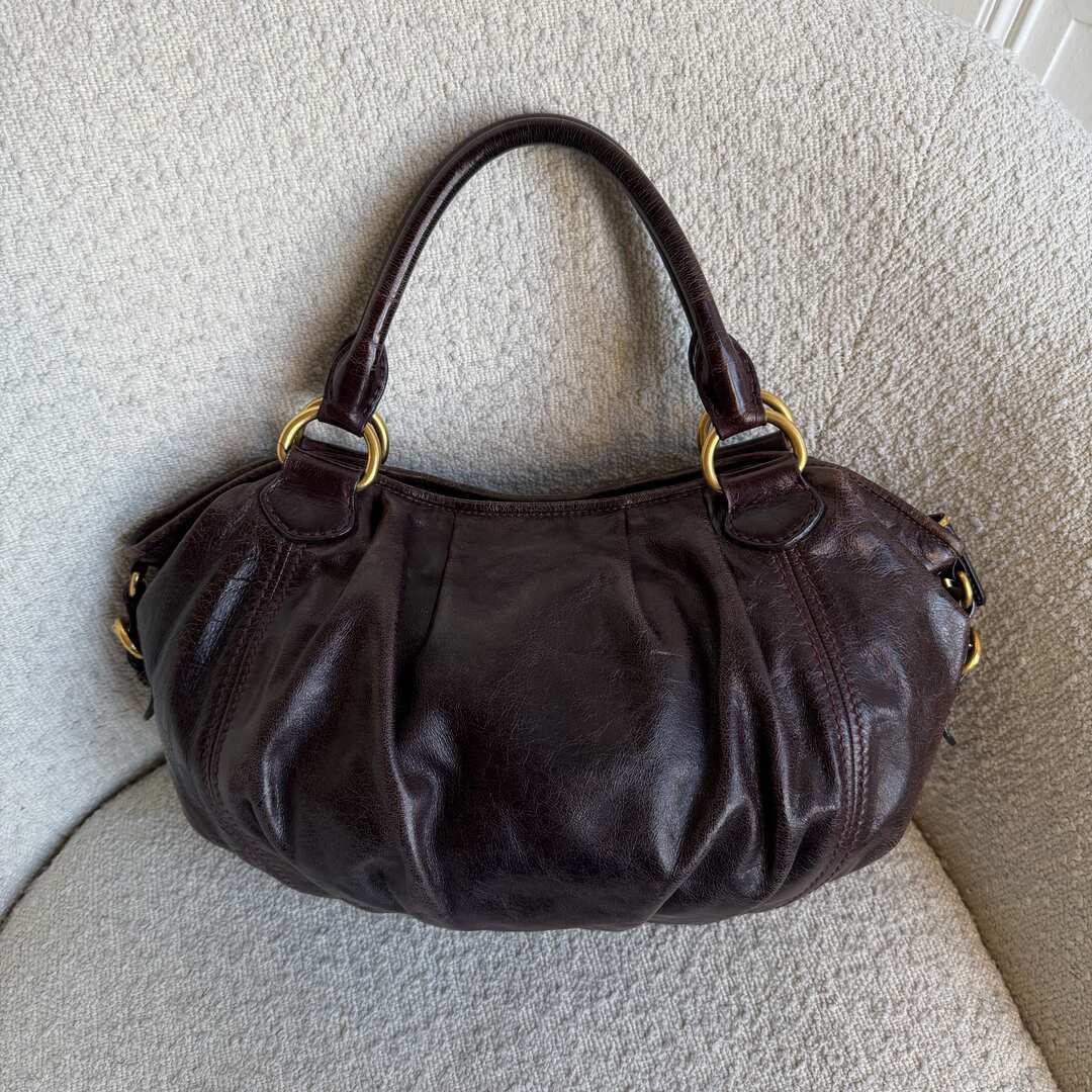Miu Miu Hobo Leather Plum Shoulder Bag