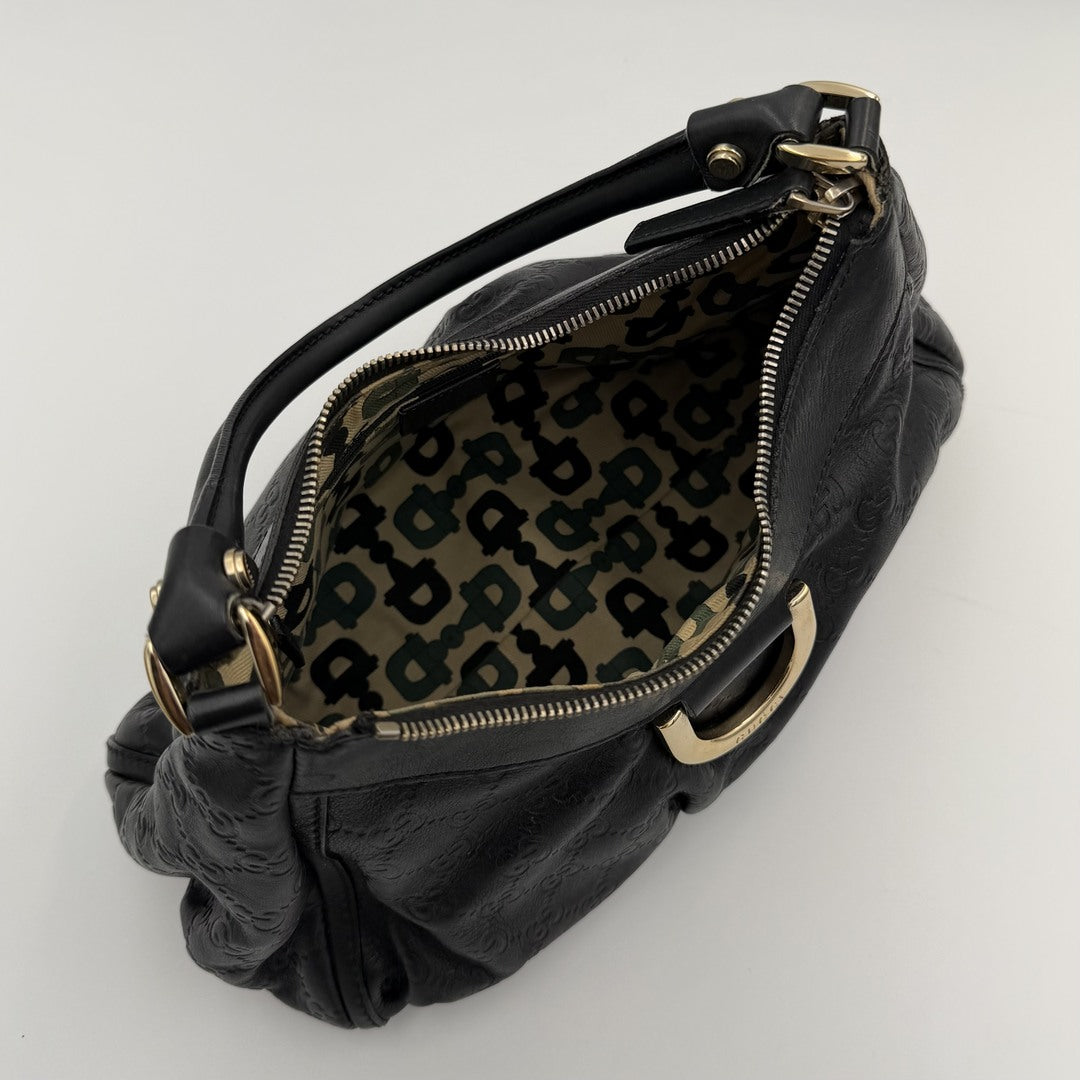 Gucci Guccissima Abbey Leather Black Shoulder Bag