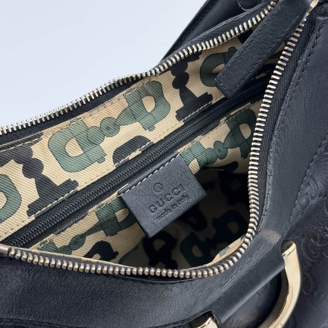 Gucci Guccissima Abbey Leather Black Shoulder Bag