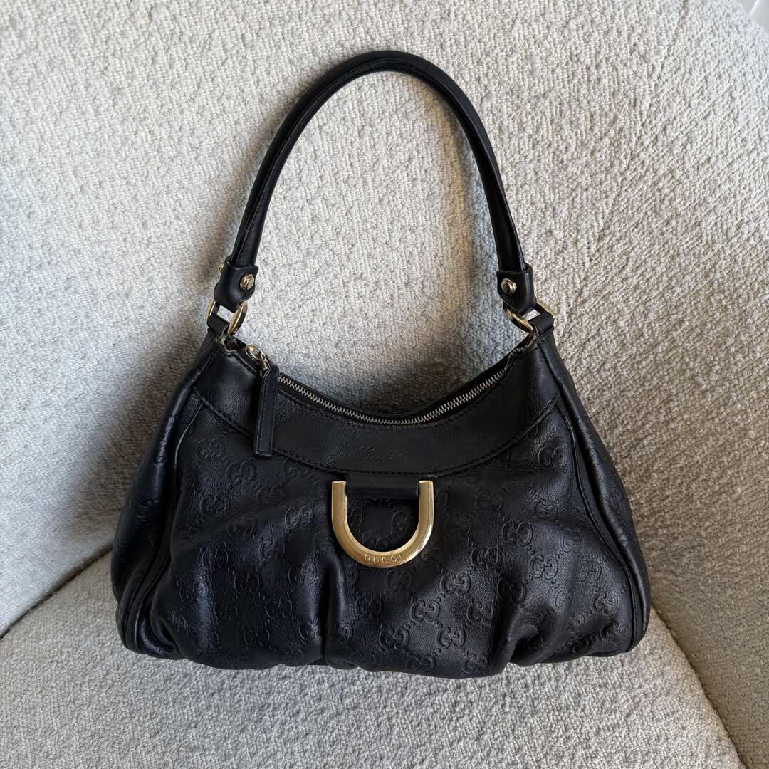 Gucci Guccissima Abbey Leather Black Shoulder Bag