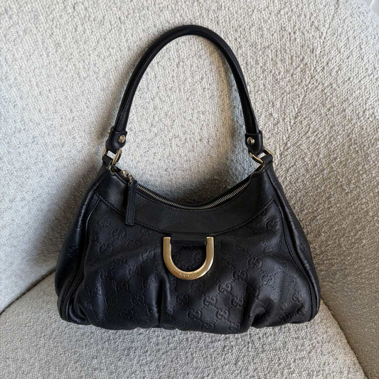 Gucci Guccissima Abbey Leather Black Shoulder Bag
