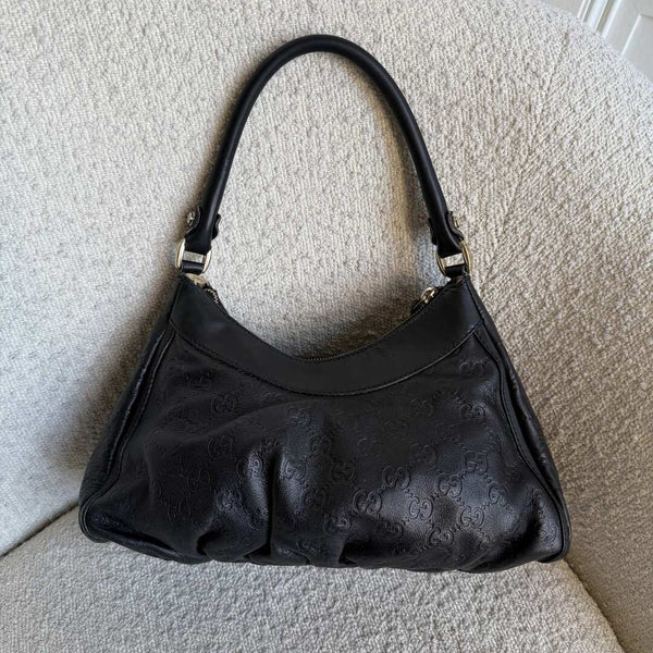 Gucci Guccissima Abbey Leather Black Shoulder Bag