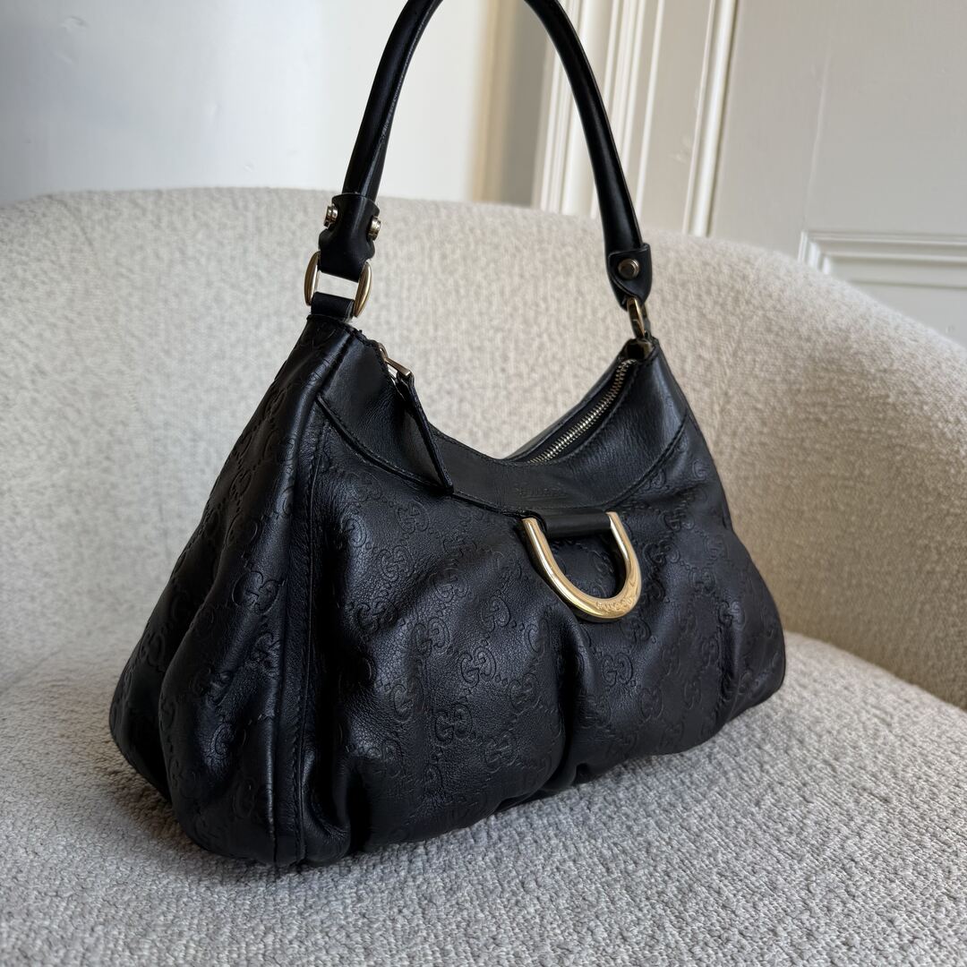 Gucci Guccissima Abbey Leather Black Shoulder Bag