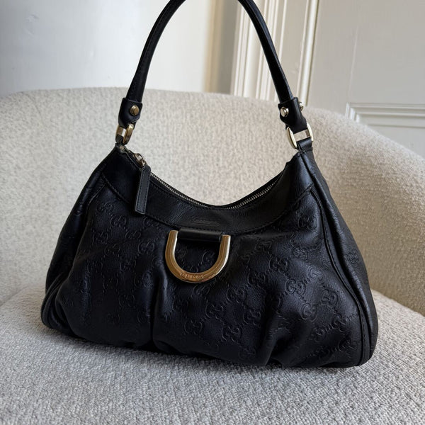 Gucci Guccissima Abbey Leather Black Shoulder Bag
