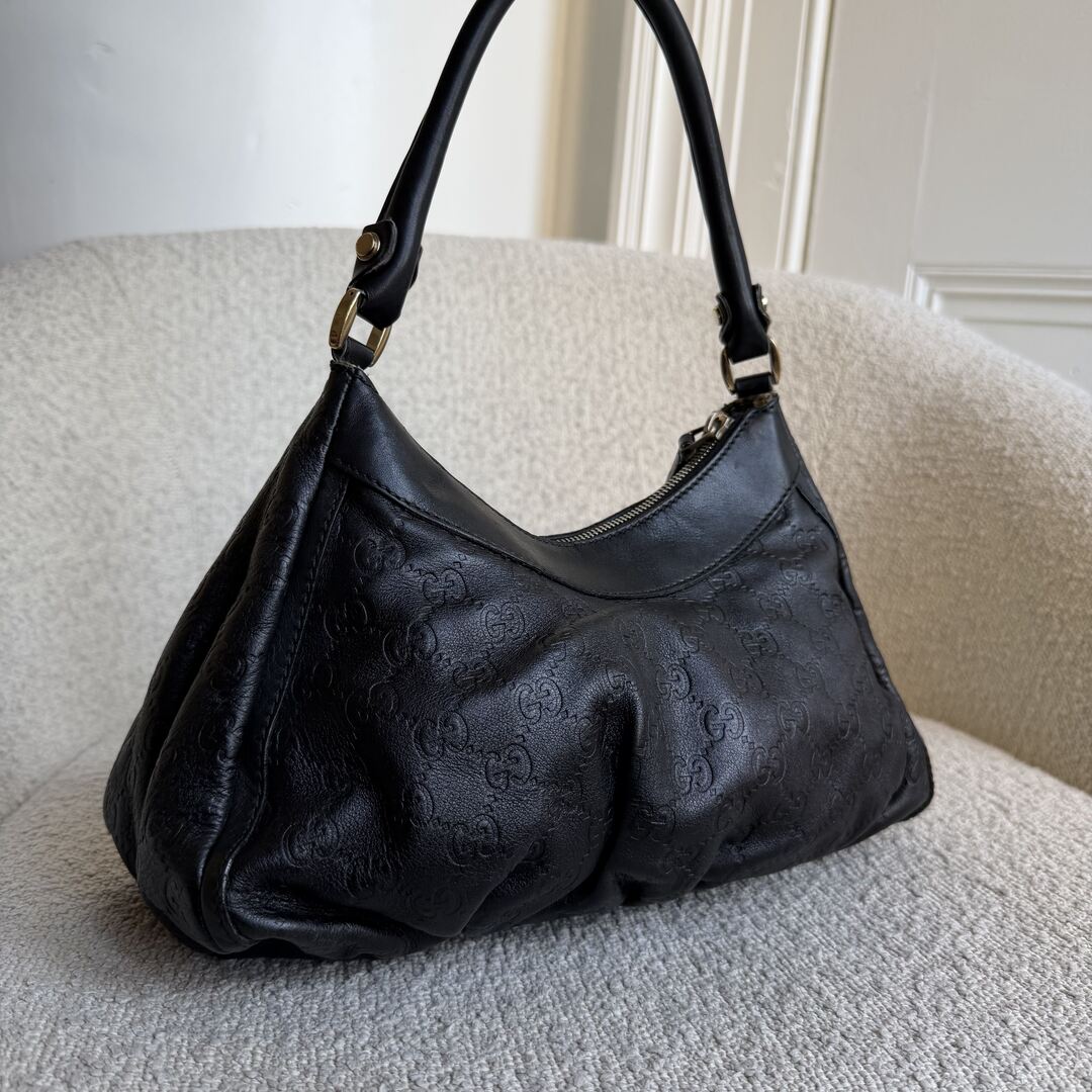 Gucci Guccissima Abbey Leather Black Shoulder Bag