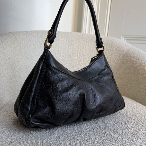 Gucci Guccissima Abbey Leather Black Shoulder Bag