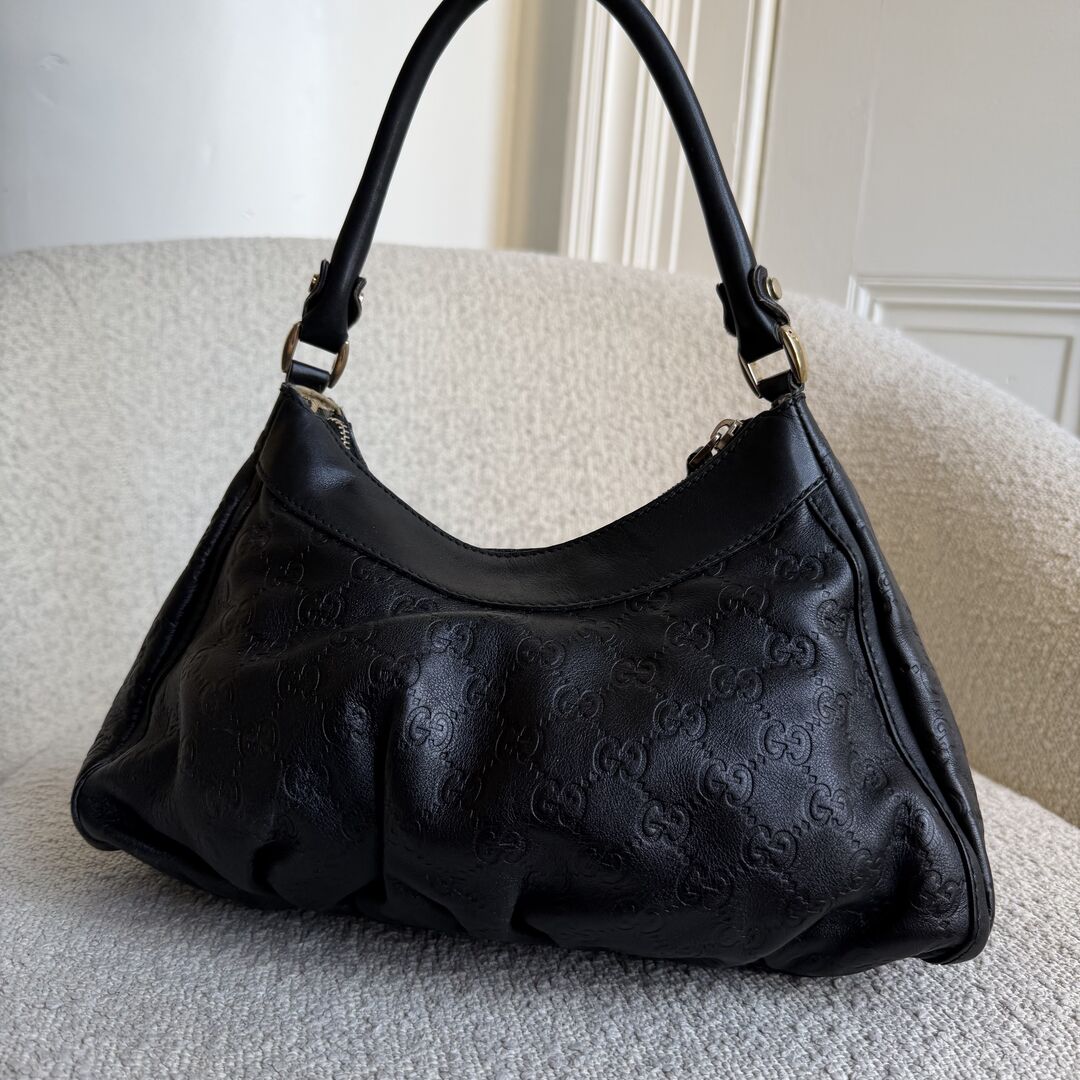 Gucci Guccissima Abbey Leather Black Shoulder Bag