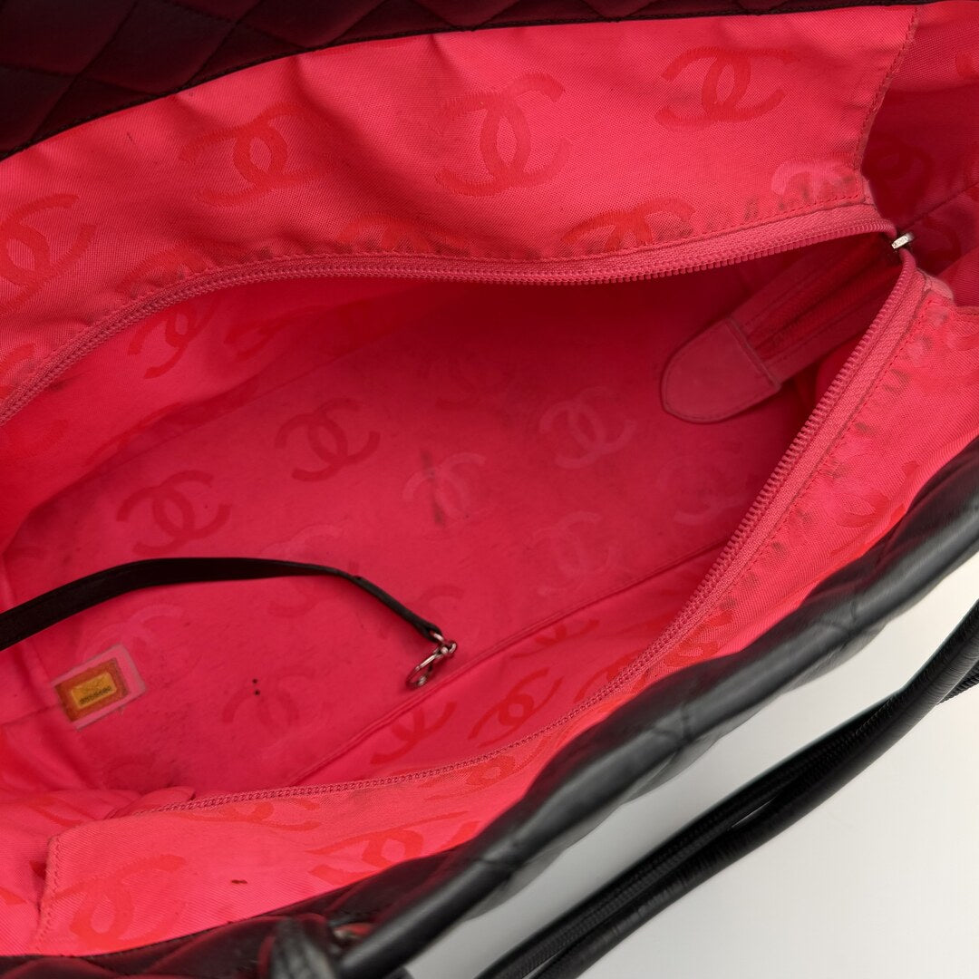 2005 Chanel Cambon Quilted Black Tote Bag