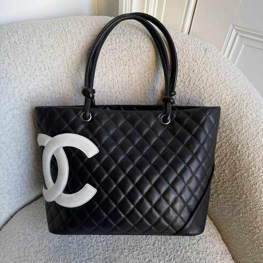 2005 Chanel Cambon Quilted Black Tote Bag