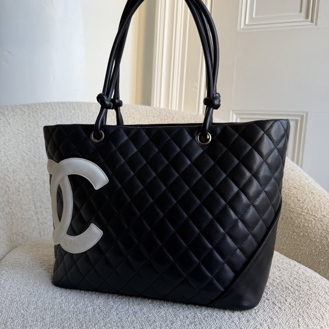 2005 Chanel Cambon Quilted Black Tote Bag
