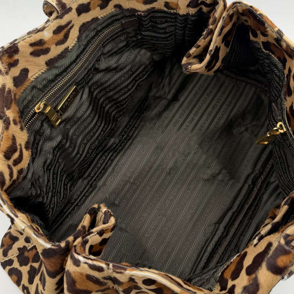 Prada Cavallino Leopard Brown Tote Bag