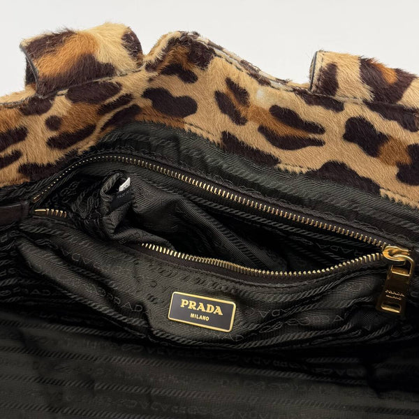 Prada Cavallino Leopard Brown Tote Bag