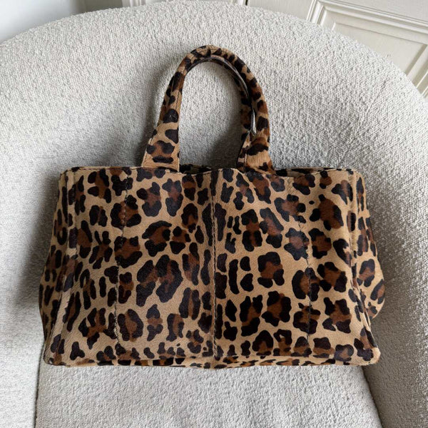 Prada Cavallino Leopard Brown Tote Bag
