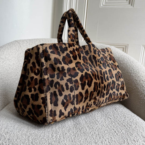 Prada Cavallino Leopard Brown Tote Bag
