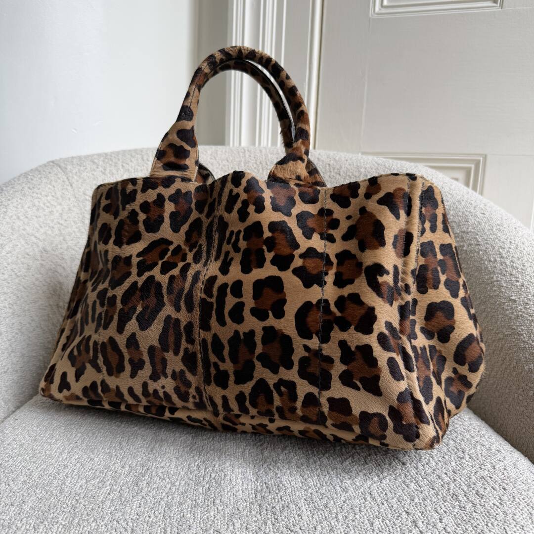 Prada Cavallino Leopard Brown Tote Bag