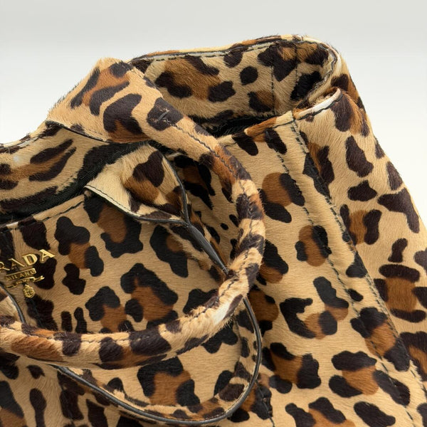 Prada Cavallino Leopard Brown Tote Bag