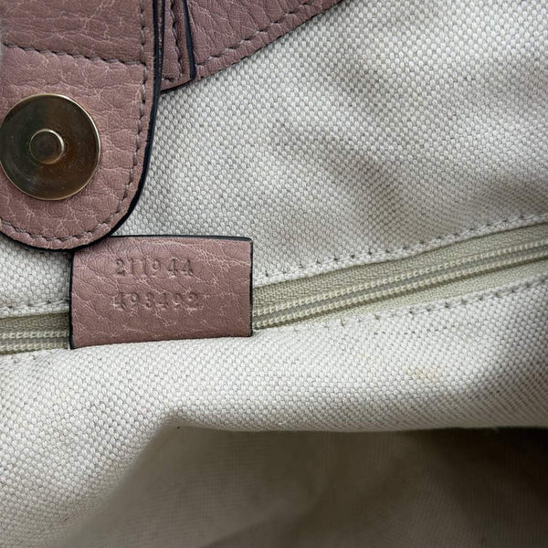 Gucci Guccissima Sukey Leather Pink Tote Bag