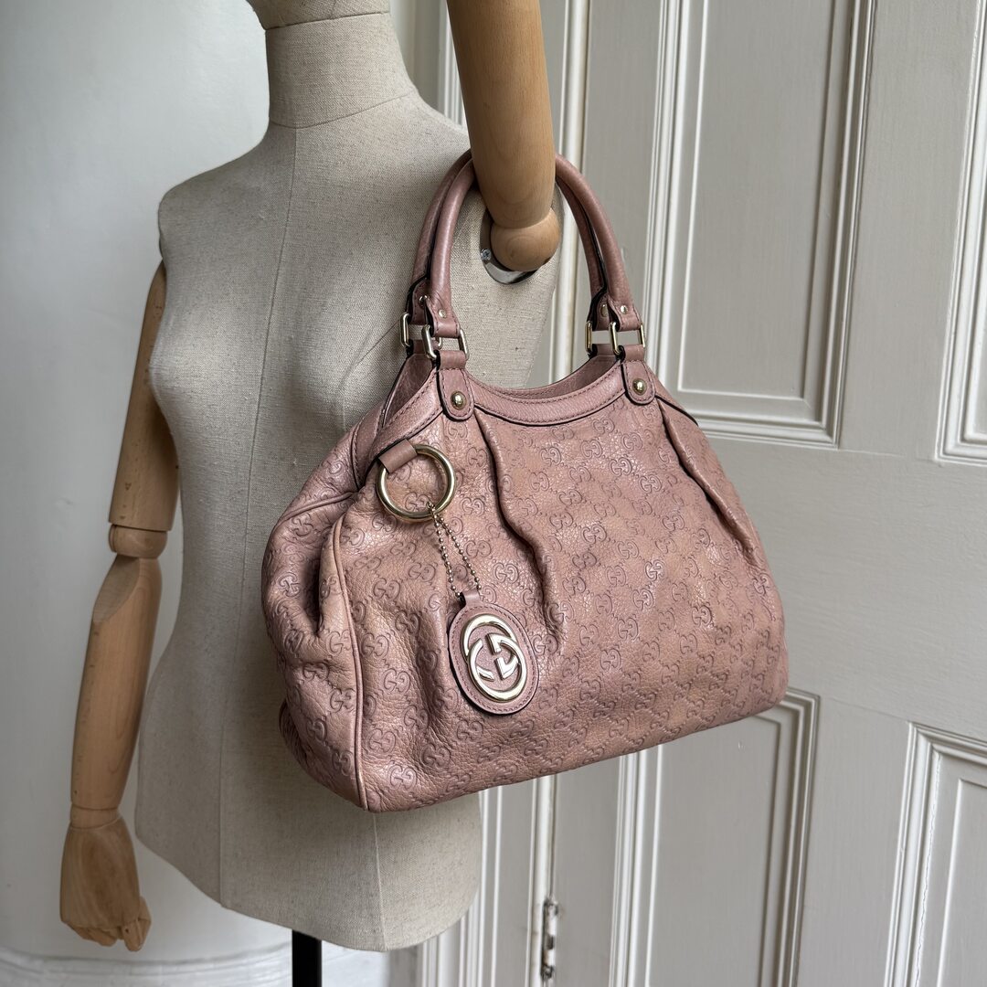 Gucci Guccissima Sukey Leather Pink Tote Bag
