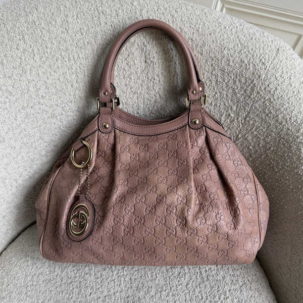 Gucci Guccissima Sukey Leather Pink Tote Bag