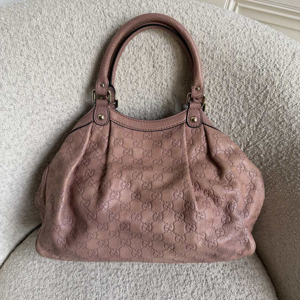 Gucci Guccissima Sukey Leather Pink Tote Bag