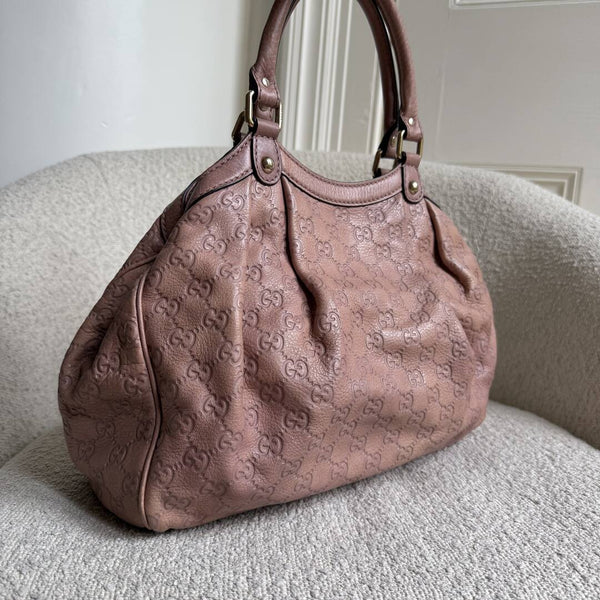 Gucci Guccissima Sukey Leather Pink Tote Bag
