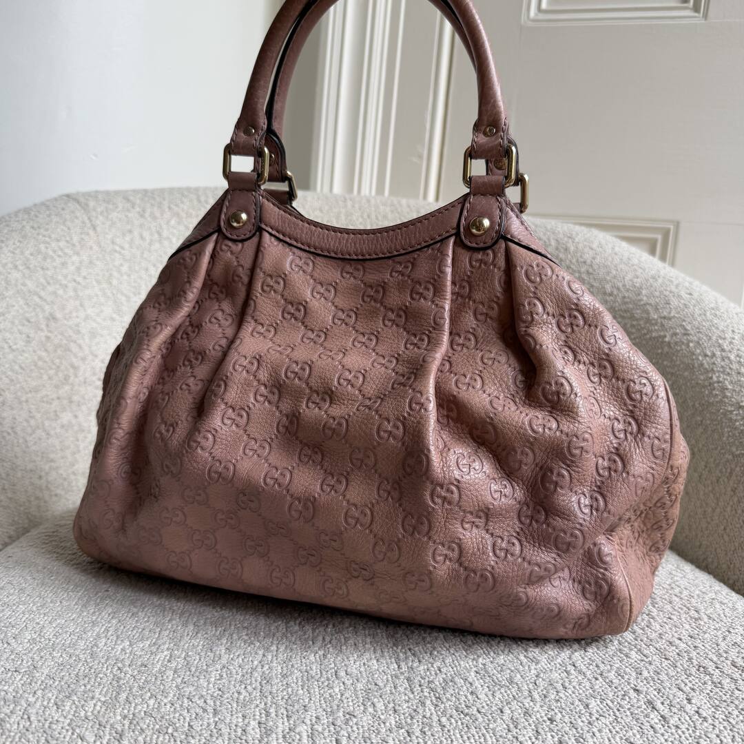 Gucci Guccissima Sukey Leather Pink Tote Bag