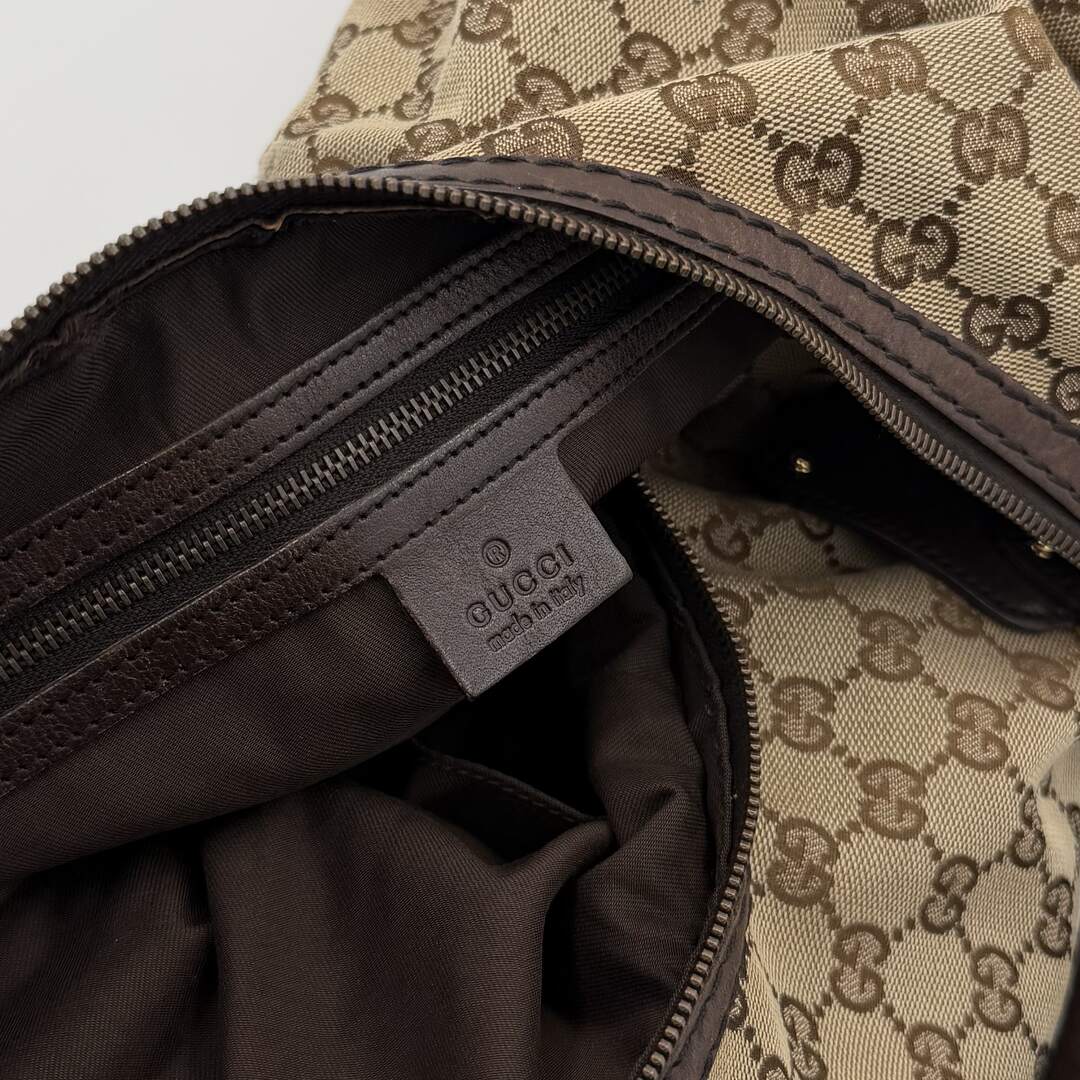Gucci GG Canvas Jockey Hobo Brown Shoulder Bag