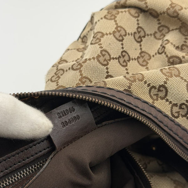 Gucci GG Canvas Jockey Hobo Brown Shoulder Bag