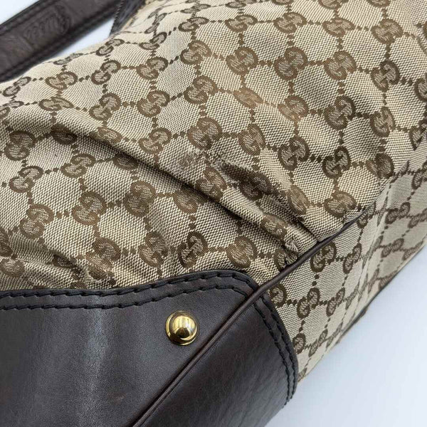 Gucci GG Canvas Jockey Hobo Brown Shoulder Bag