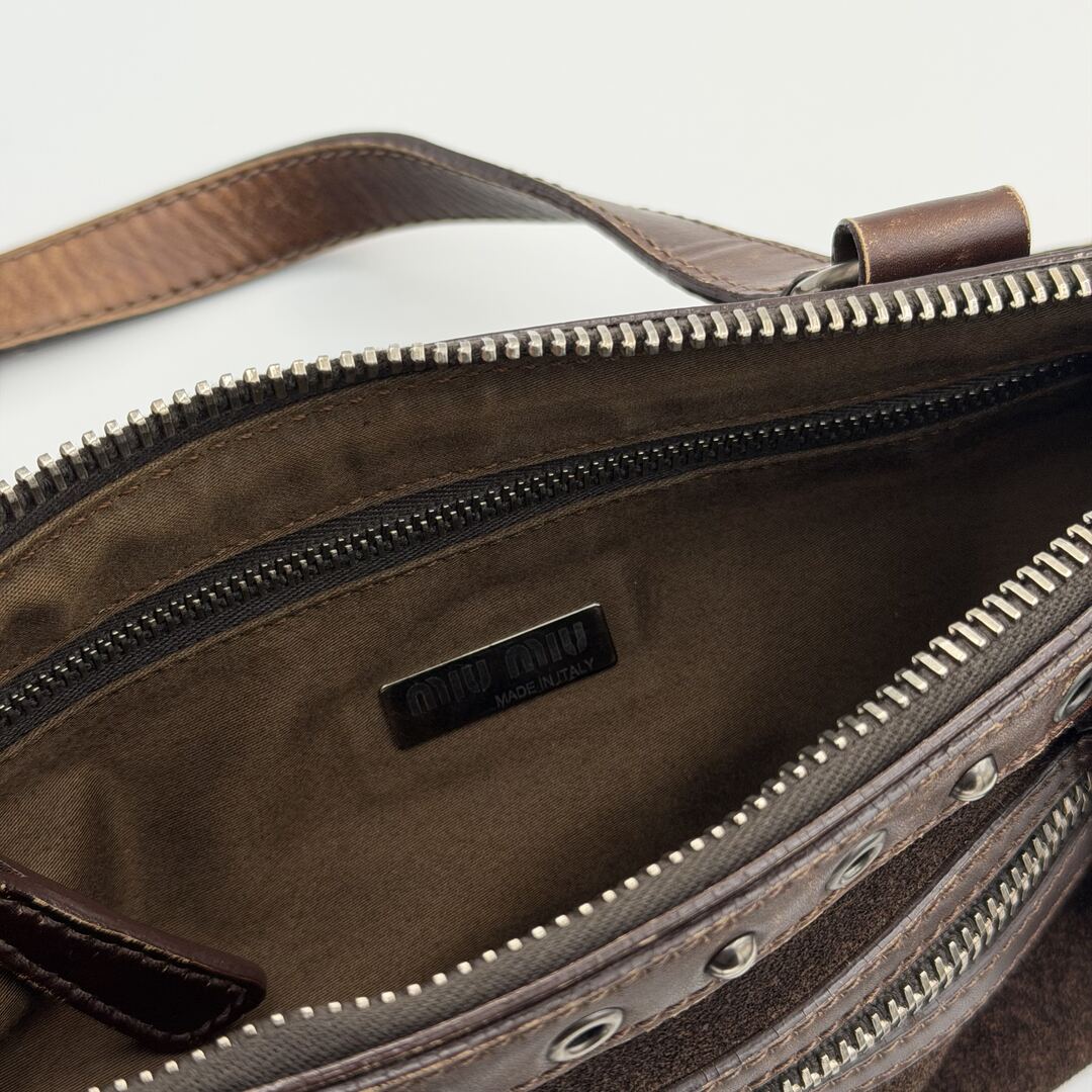 Archive Miu Miu Suede Flower Brown Shoulder Bag