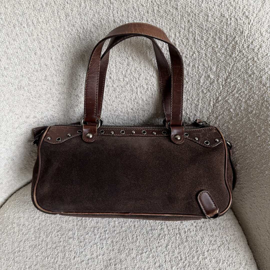Archive Miu Miu Suede Flower Brown Shoulder Bag