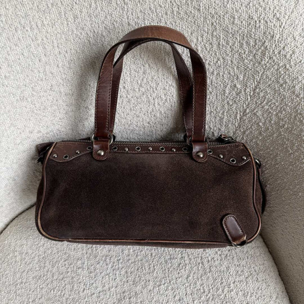 Archive Miu Miu Suede Flower Brown Shoulder Bag