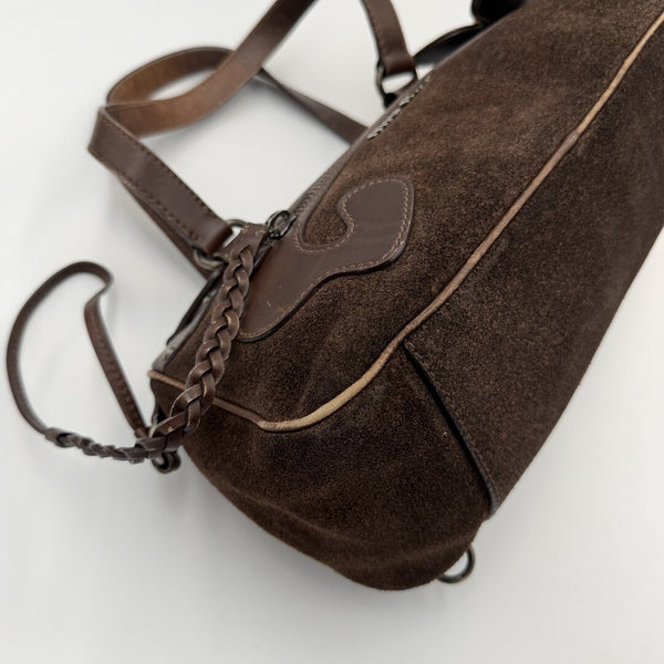 Archive Miu Miu Suede Flower Brown Shoulder Bag