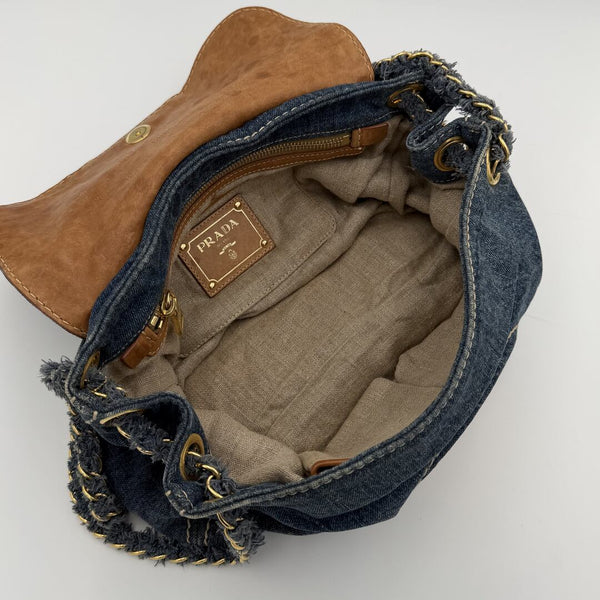 Prada Denim Blue Flap Shoulder Bag