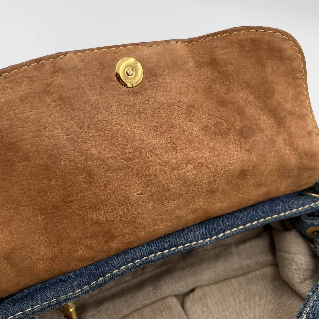 Prada Denim Blue Flap Shoulder Bag